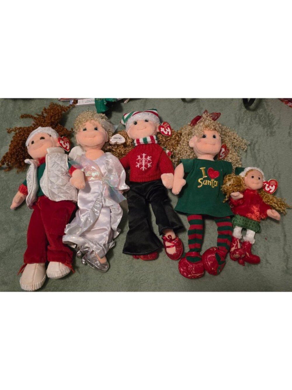 TY (4) Christmas Beanie Boppers/(1) Christmas Teenie Beanie